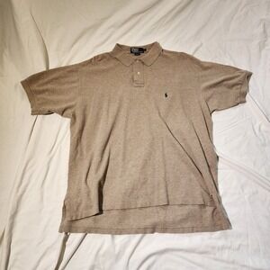 Vintage Polo Ralph Lauren Beige Polo Shirt Classic Fit Short Sleeve Casual XL